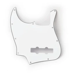 Fender Pickguard, Jazz Bass (Left-Hand), 10-Hole Mount, White, 1-Ply - Fender