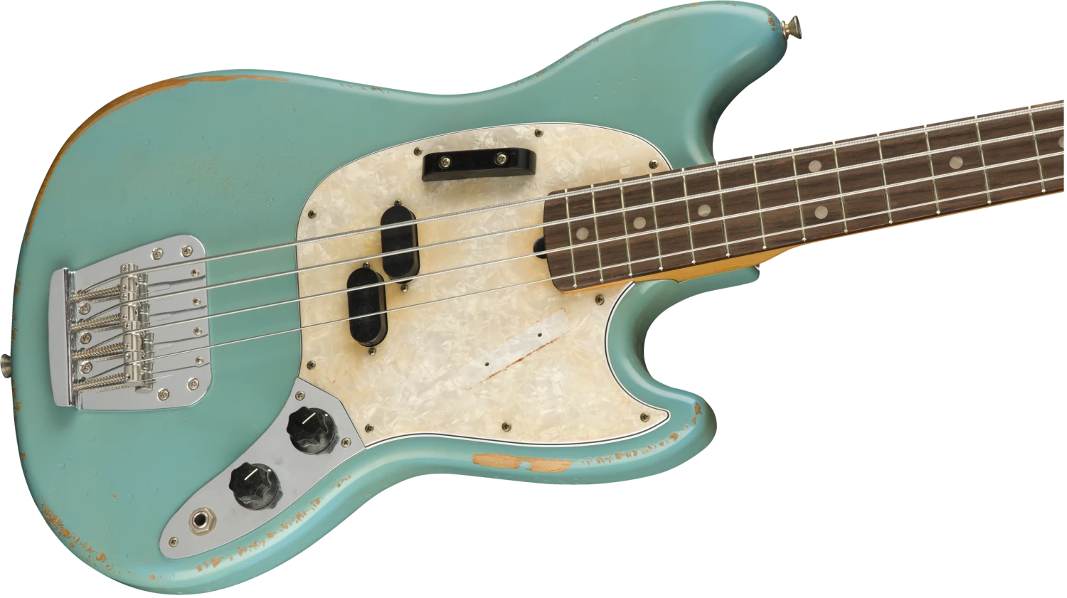 Fender JMJ Road Worn Mustang Bass, Rosewood Fingerboard, Faded Daphne Blue - Fender 3 Fender JMJ Road Worn Mustang Bass, Rosewood Fingerboard, Faded Daphne Blue - Fender - Image 3