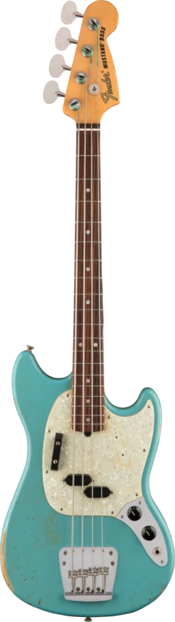 Fender JMJ Road Worn Mustang Bass, Rosewood Fingerboard, Faded Daphne Blue - Fender