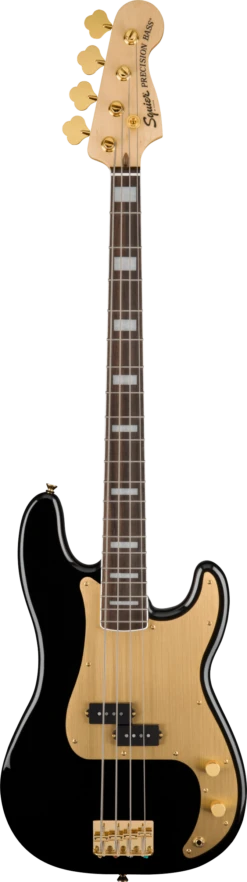 Squier 40th Anniversary Precision Bass, Gold Edition, Laurel Fingerboard - Black - Squier