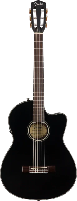 Fender CN-140SCE Nylon Thinline, Walnut Fingerboard - Black - Fender