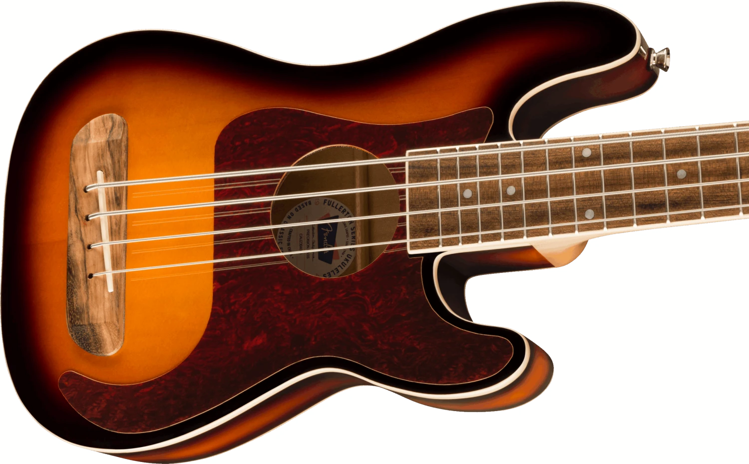 Fender Fullerton Precision Bass Uke, Walnut Fingerboard, Tortoiseshell Pickguard, 3-Color Sunburst - Fender 3 Fender Fullerton Precision Bass Uke, Walnut Fingerboard, Tortoiseshell Pickguard, 3-Color Sunburst - Fender - Image 3