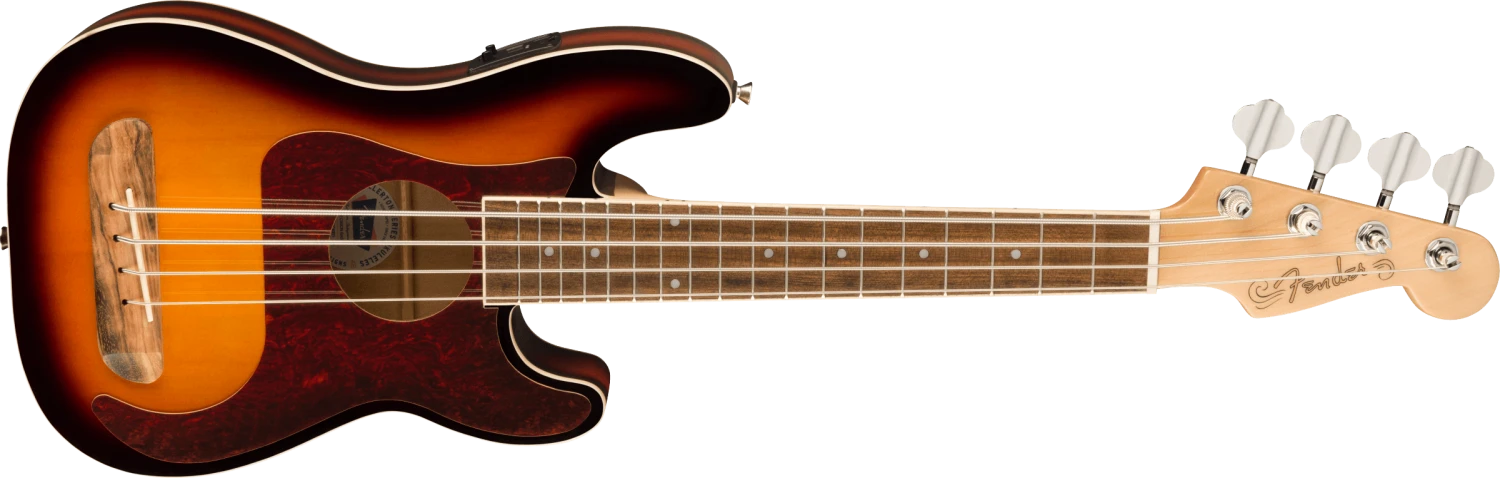 Fender Fullerton Precision Bass Uke, Walnut Fingerboard, Tortoiseshell Pickguard, 3-Color Sunburst - Fender 4 Fender Fullerton Precision Bass Uke, Walnut Fingerboard, Tortoiseshell Pickguard, 3-Color Sunburst - Fender - Image 4