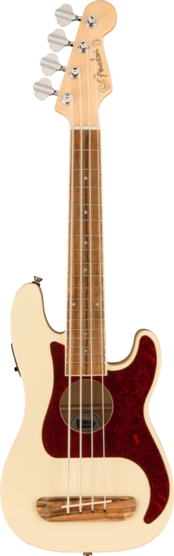 Fender Fullerton Precision Bass Uke, Walnut Fingerboard, Tortoiseshell Pickguard, Olympic White - Fender