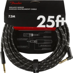 Fender Deluxe Series Instrument Cable, Straight/Angle, 25' - Black Tweed - Fender -Zedem Sale Store 0990820077 merch frt 001 nr