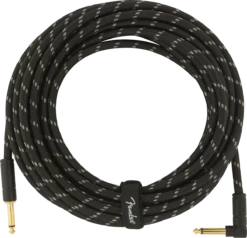 Fender Deluxe Series Instrument Cable, Straight/Angle, 25' - Black Tweed - Fender