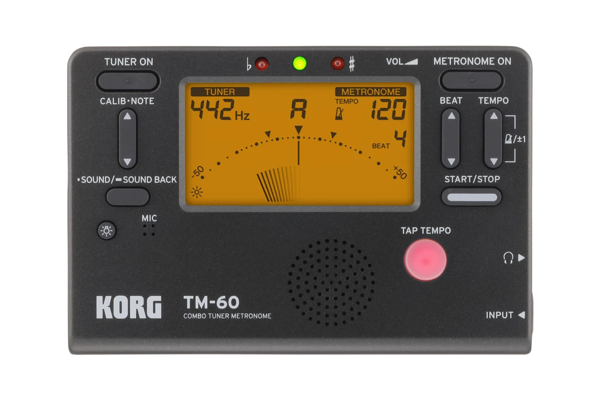 Korg TM60CBK Metronome Tuner With Contact Mic - Black - Korg 1 Korg TM60CBK Metronome Tuner With Contact Mic - Black - Korg