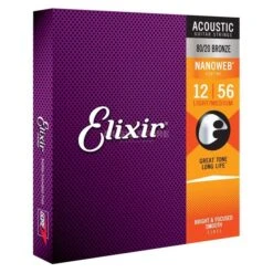 Elixir Acoustic Nanoweb 80/20 Med-Light 12-56 - Elixir