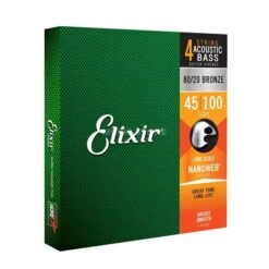 Elixir Acoustic Bass Nanoweb 80/20 Bronze 4 Str Light 45-100 - Elixir