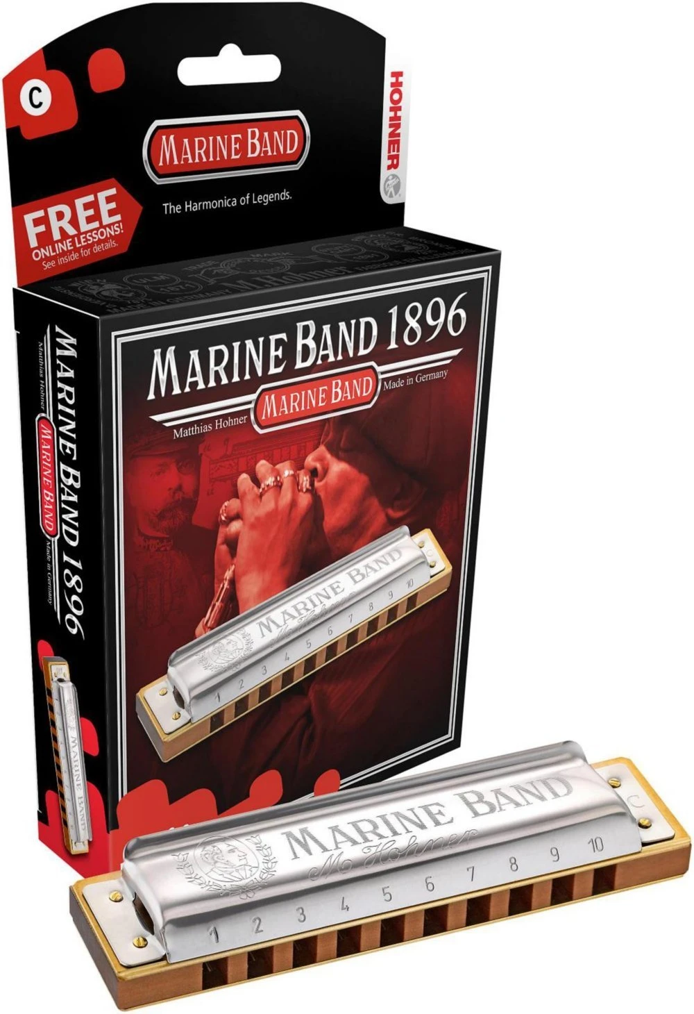 Hohner Marine Band 1896 Classic Harmonica - Bb - Hohner 1 Hohner Marine Band 1896 Classic Harmonica - Bb - Hohner