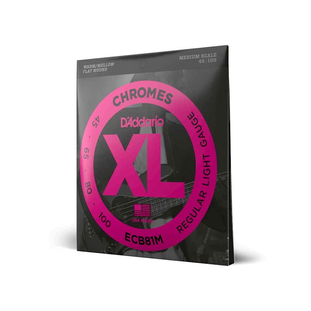 D'Addario ECB81M - Chromes Flat Wound MEDIUM SCALE 45-100 - D'Addario 1 D'Addario ECB81M - Chromes Flat Wound MEDIUM SCALE 45-100 - D'Addario