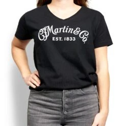 Martin Women T SS V-neck WhiteLogo Black, L - Martin