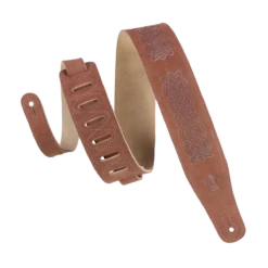 Levy's Celtic Embossed 2 1/2" Wide Leather Guitar Straps, Brown - Levy's