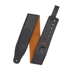 Levy's Cirro Series 3" Padded Garment Leather Guitar Strap, Black & Honey - Levy's