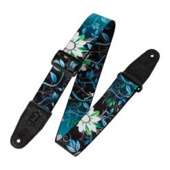 Levy's Nature Series 2" Wide Polyester Guitar Strap, Blue Flower - Levy's