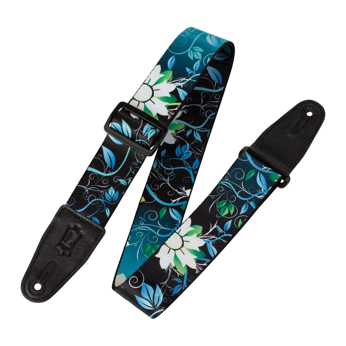 Levy's Nature Series 2" Wide Polyester Guitar Strap, Blue Flower - Levy's 1 Levy's Nature Series 2" Wide Polyester Guitar Strap, Blue Flower - Levy's