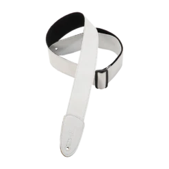 Levy's Leather Tri Glides Series 2" Wide Garment Leather Guitar Strap, White - Levy's
