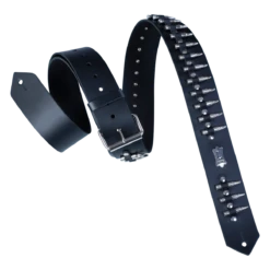 Levy's Rebel Leathers Series 2" Wide Genuine Leather Guitar Strap, Black Bullets - Levy's