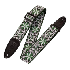 Levy's Hootenanny Series 2" Wide Jacquard Guitar Strap, Green & White Floral - Levy's