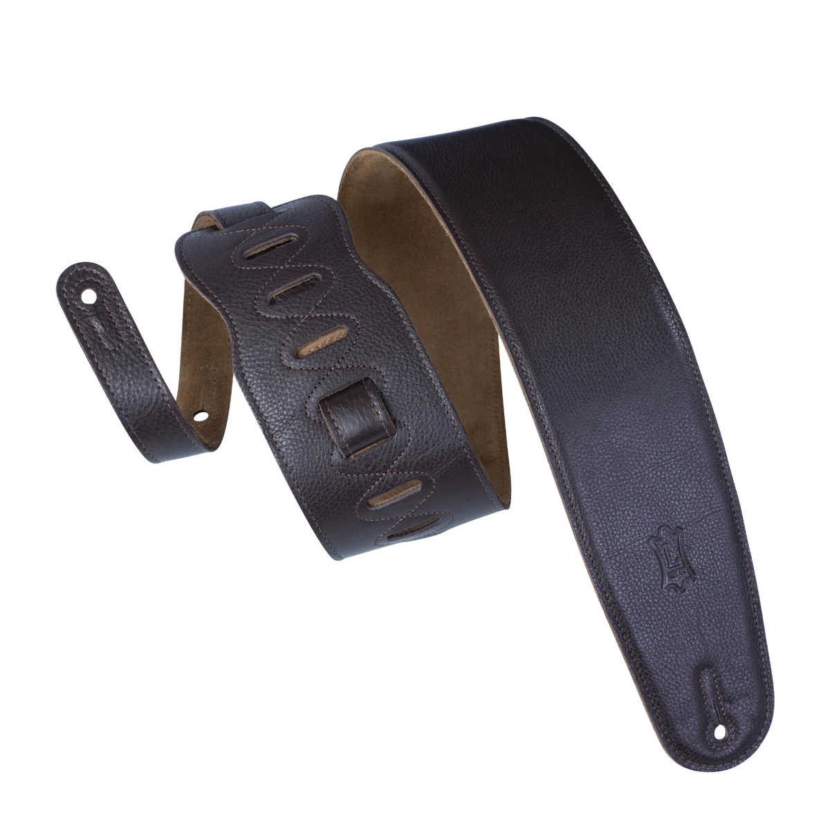 Levy's Heritage Crafted Series 3 1/2" Wide Garment Leather Bass Strap, Dark Brown - Levy's 1 Levy's Heritage Crafted Series 3 1/2" Wide Garment Leather Bass Strap, Dark Brown - Levy's