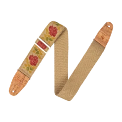 Levy's Vegan Hemp Series Hemp Guitar Strap Rose Motif, Pink And Red - Levy's