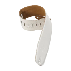 Levy's Heritage Crafted Series 3 1/2" Wide Garment Leather Bass Strap, White - Levy's