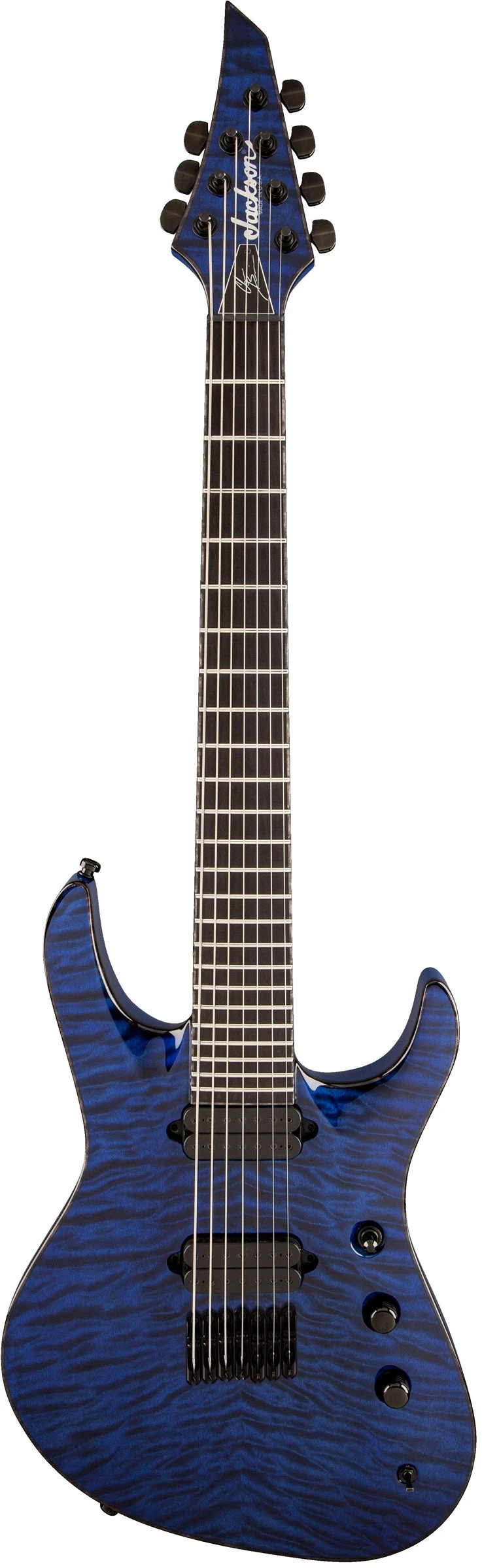 Jackson USA Signature Chris Broderick Soloist HT7, Ebony Fingerboard, Transparent Blue - Jackson 1 Jackson USA Signature Chris Broderick Soloist HT7, Ebony Fingerboard, Transparent Blue - Jackson