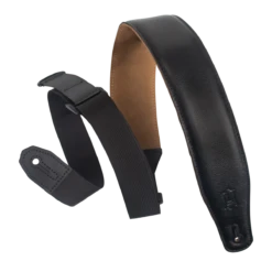 Levy's Leather Right Height Series 2 1/2" Wide Ergonomic RipChord™ Guitar Strap, Black - Levy's