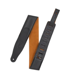 Levy's Cirro Series 25" Padded Garment Leather Guitar Strap , Black & Honey - Levy's