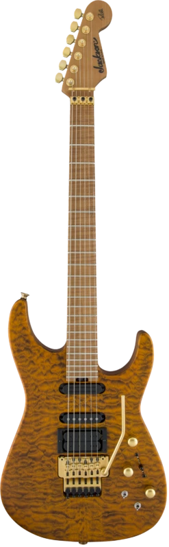 Jackson USA Signature Phil Collen PC1 Satin Stain, Caramelized Flame Maple Fingerboard, Satin Transparent Amber - Jackson