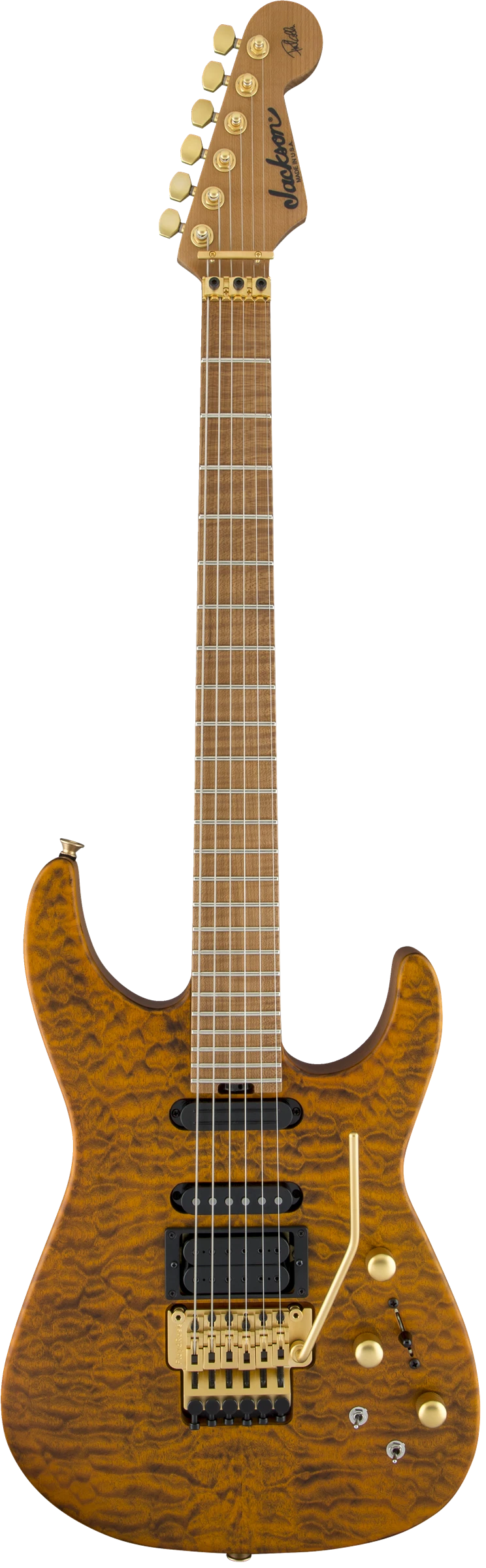 Jackson USA Signature Phil Collen PC1 Satin Stain, Caramelized Flame Maple Fingerboard, Satin Transparent Amber - Jackson 1 Jackson USA Signature Phil Collen PC1 Satin Stain, Caramelized Flame Maple Fingerboard, Satin Transparent Amber - Jackson