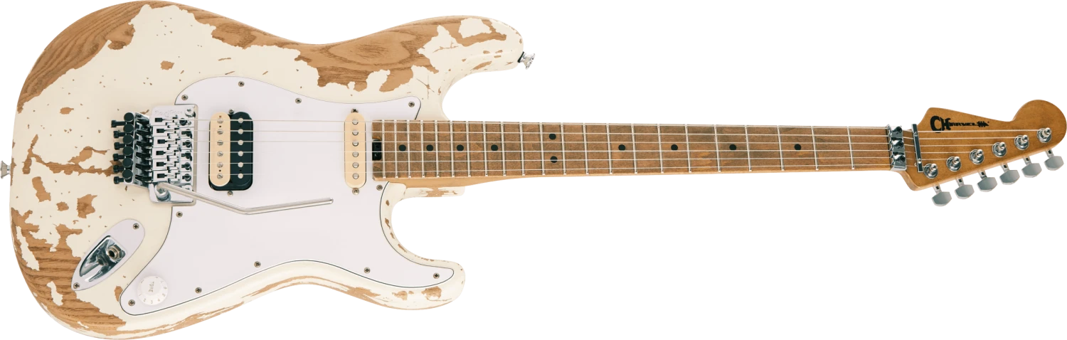 Charvel Henrik Danhage Limited Edition Signature Pro-Mod So-Cal Style 1 FR, Maple Fingerboard, White Relic - Charvel 4 Charvel Henrik Danhage Limited Edition Signature Pro-Mod So-Cal Style 1 FR, Maple Fingerboard, White Relic - Charvel - Image 4