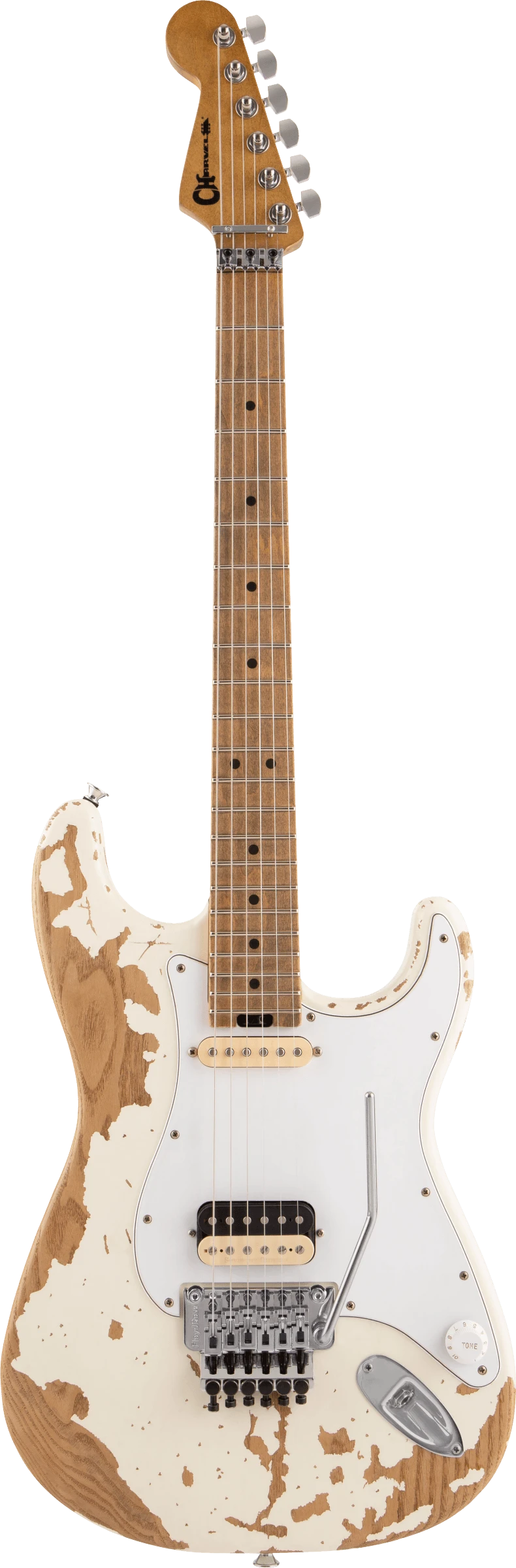 Charvel Henrik Danhage Limited Edition Signature Pro-Mod So-Cal Style 1 FR, Maple Fingerboard, White Relic - Charvel 1 Charvel Henrik Danhage Limited Edition Signature Pro-Mod So-Cal Style 1 FR, Maple Fingerboard, White Relic - Charvel