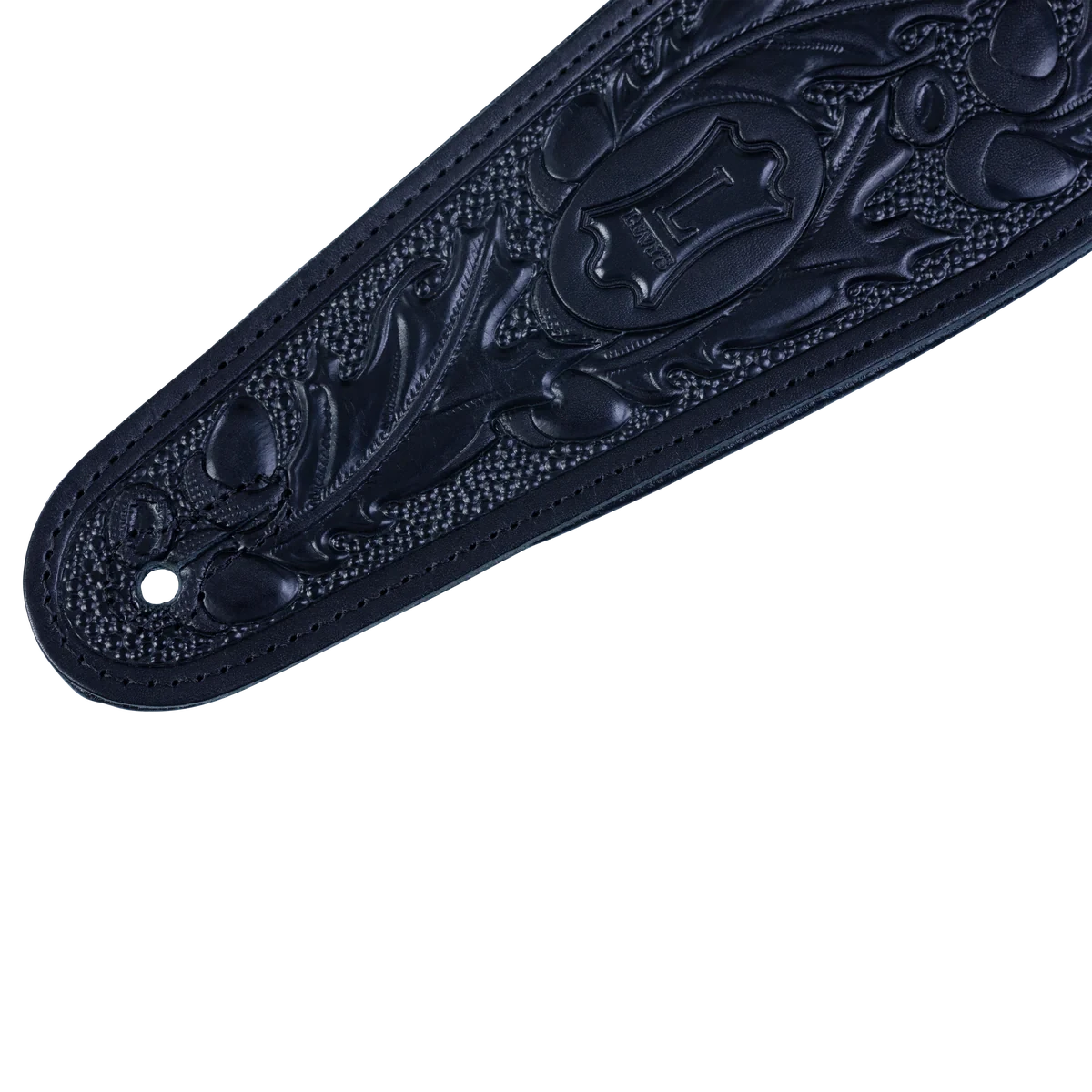 Levy's Oak Embossed Series 3" Wide Veg-tan Leather Guitar Strap, Black - Levy's 3 Levy's Oak Embossed Series 3" Wide Veg-tan Leather Guitar Strap, Black - Levy's - Image 3