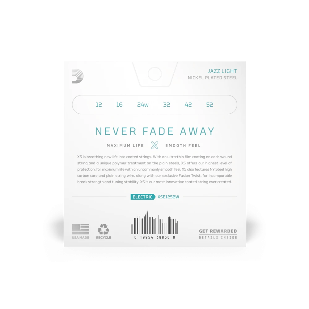 D'Addario XS Light Wound 3rd Coated Electric Guitar Strings - D'Addario 3 D'Addario XS Light Wound 3rd Coated Electric Guitar Strings - D'Addario - Image 3