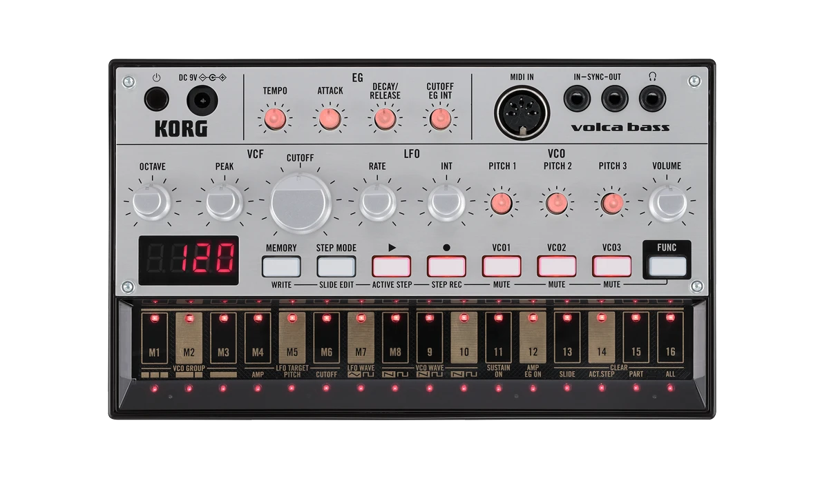 Korg VOLCA-BASS Analog Bass Machine With 16 Step-Sequencer/3 Parts,3 Osc,Built-In Speaker,Auto-Tuning - Korg 1 Korg VOLCA-BASS Analog Bass Machine With 16 Step-Sequencer/3 Parts,3 Osc,Built-In Speaker,Auto-Tuning - Korg