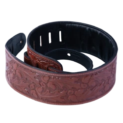 Levy's Oak Embossed Series 3" Wide Veg-tan Leather Guitar Strap, Walnut - Levy's -Zedem Sale Store 4 414e3363 af5a 4646 8e1e 02dd909d60ad