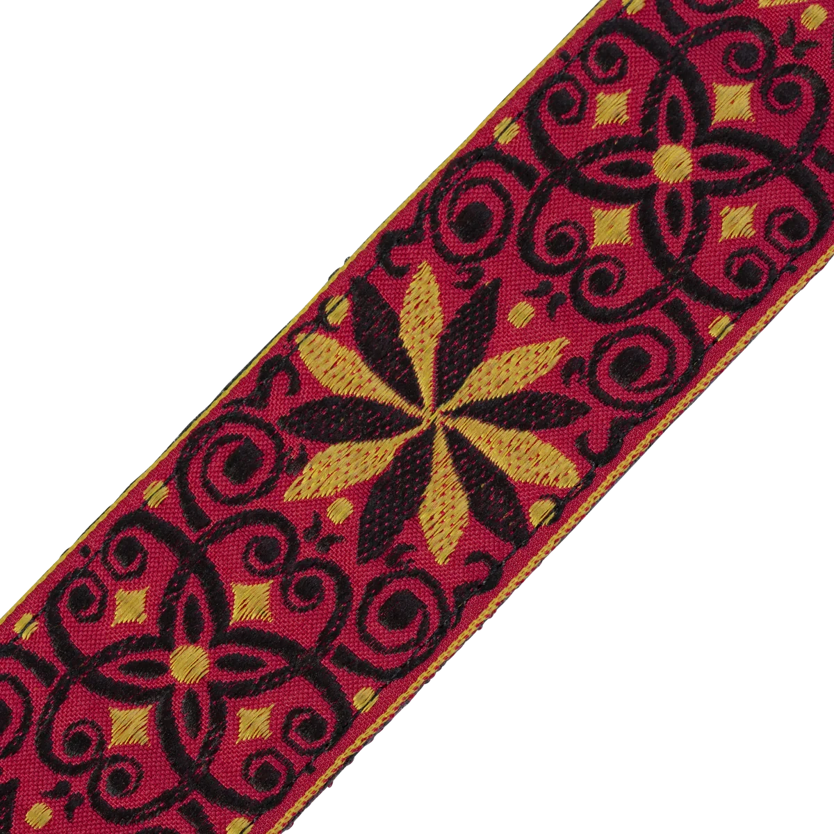 Levy's Vintage Hootenanny Series 2" Wide Jacquard Guitar Strap, Red - Levy's 4 Levy's Vintage Hootenanny Series 2" Wide Jacquard Guitar Strap, Red - Levy's - Image 4