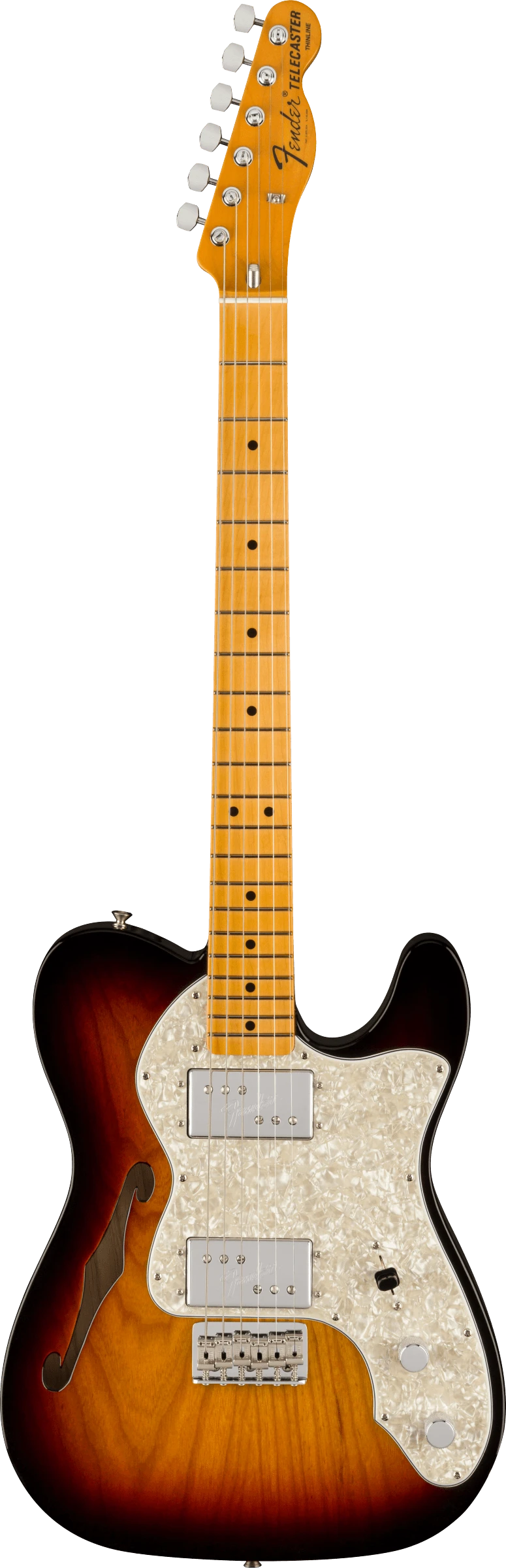 Fender American Vintage II 1972 Telecaster Thinline, Maple Fingerboard, 3-Color Sunburst - Fender 1 Fender American Vintage II 1972 Telecaster Thinline, Maple Fingerboard, 3-Color Sunburst - Fender