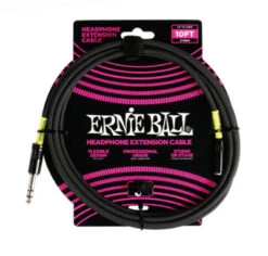 Ernie Ball Headphone Extension Cable 1/4 To 3.5mm (Black) - 10ft - Ernie Ball