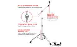 Pearl BC-930 Cymbal Boom Stand - Pearl -Zedem Sale Store 805 500 BC930 Features Infographic