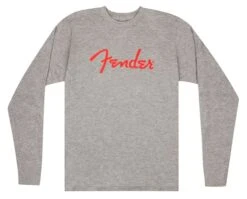 Fender Fender Spaghetti Logo L/S T-Shirt, Heather Gray, M - Fender