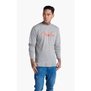 Fender Fender Spaghetti Logo L/S T-Shirt, Heather Gray, L - Fender