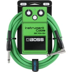 Boss Straight To Right-Angle 1/4" Instrument 10', Green - Boss