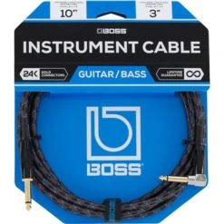 Boss 10ft / 3m Instrument Cable, Angled/Straight 1/4" Jack - Boss