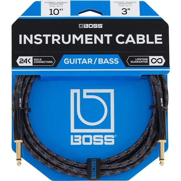 Boss 10ft / 3m Instrument Cable , Straight/Straight 1/4 Jack - Boss 1 Boss 10ft / 3m Instrument Cable , Straight/Straight 1/4 Jack - Boss