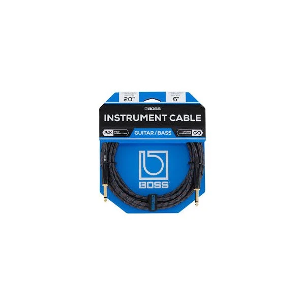 Boss 20ft / 6m Instrument Cable , Straight/Straight 1/4 Jack - Boss 1 Boss 20ft / 6m Instrument Cable , Straight/Straight 1/4 Jack - Boss