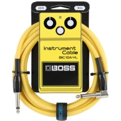 Boss Straight To Right-Angle 1/4" Instrument 10', Yellow - Boss