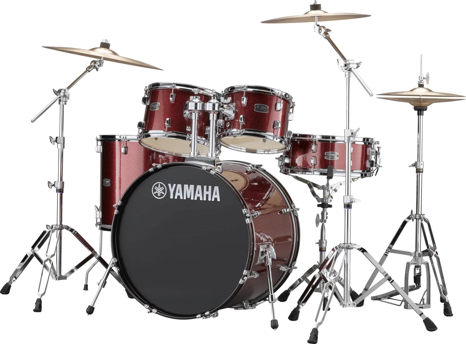 Yamaha Rydeen 5-Pcs Kit - 20/10/12/14/14 W/ Hardware & Cymbals - Burgundy Glitter - Yamaha 2 Yamaha Rydeen 5-Pcs Kit - 20/10/12/14/14 W/ Hardware & Cymbals - Burgundy Glitter - Yamaha - Image 2