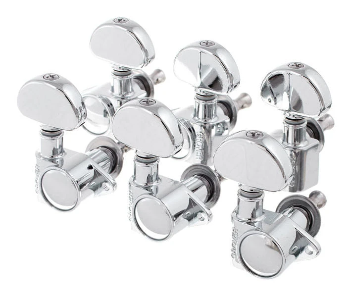 Grover Rotomatic 14:1 3 Per Side Tuners, Chrome - Grover 1 Grover Rotomatic 14:1 3 Per Side Tuners, Chrome - Grover